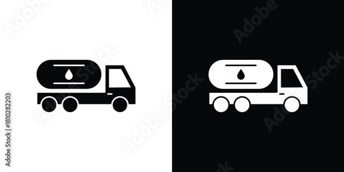 Fuel truck icons symbols in flat style.