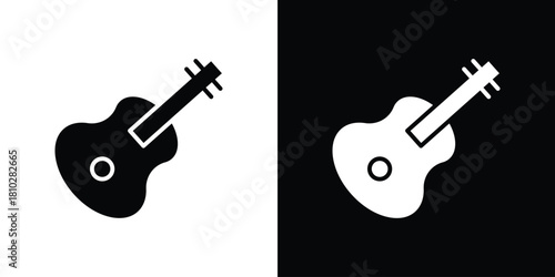 Guitar icons symbols in flat style.