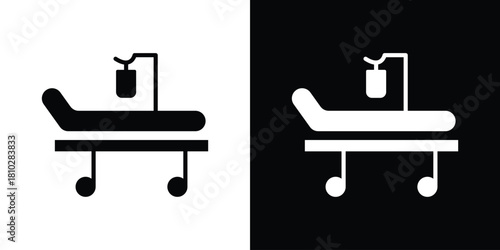 Hospital bed icons symbols in flat style.