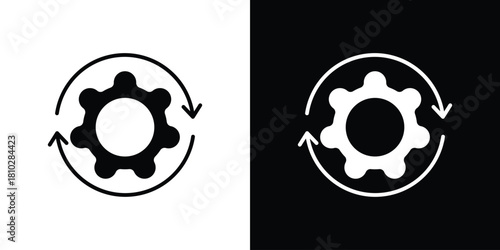 Implementation icons symbols in flat style.