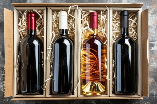 Four bottles of wine in a gift box