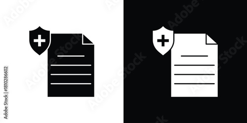 Medical record icons symbols in flat style.