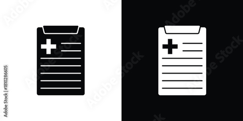 Medical history icons symbols in flat style.