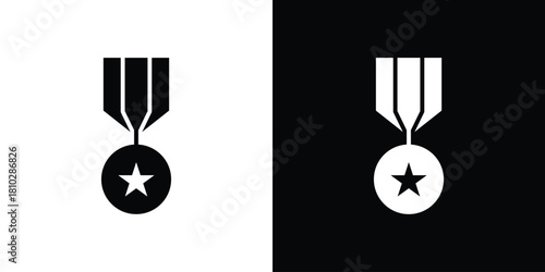 Military medal icons symbols in flat style.