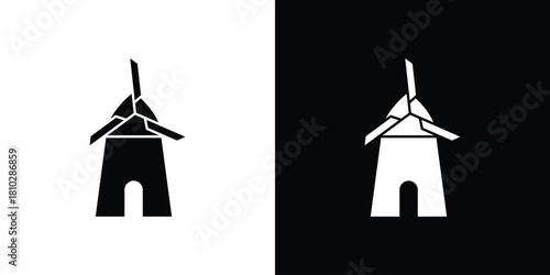 Mill icons symbols in flat style.