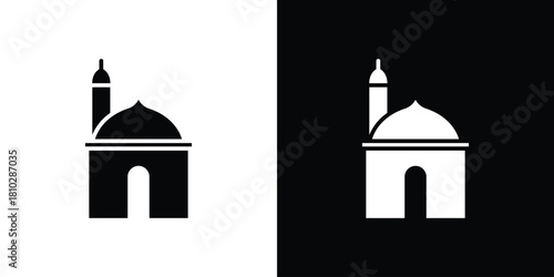 Mosque icons symbols in flat style.