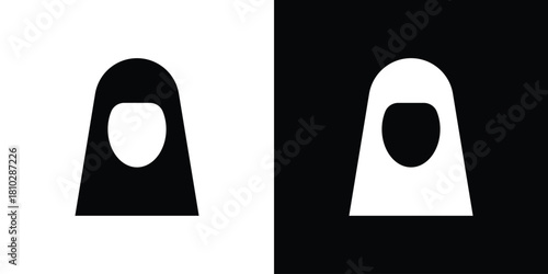 Muslim woman icons symbols in flat style.