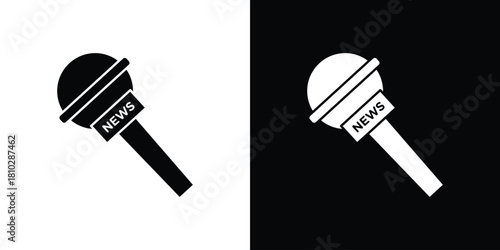 News microphone icons symbols in flat style.
