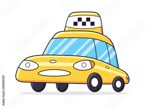 Taxi cab cartoon illustration isolated vector