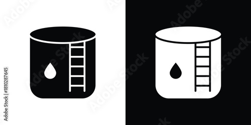 Oil storage icons symbols in flat style.