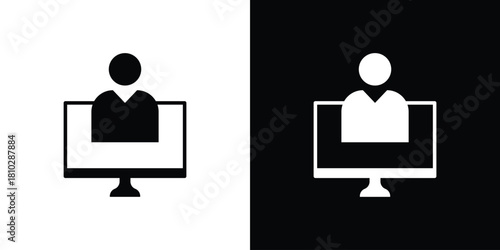 Online meeting icons symbols in flat style.