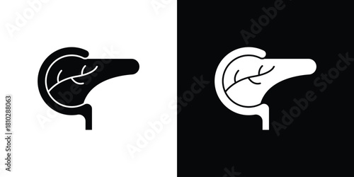 pancreas icons symbols in flat style.
