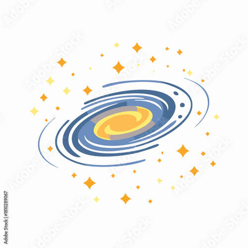 Spiral Galaxy with Stars in Space.