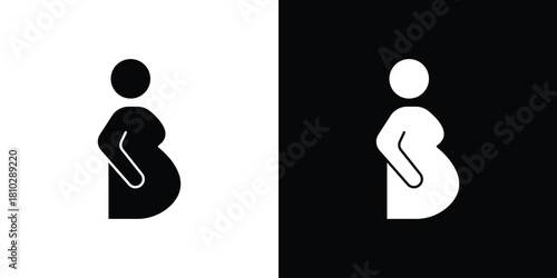 Pregnant woman icons symbols in flat style.