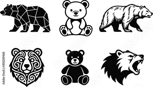 This ishigh-quality silhouettes of stylized bears!