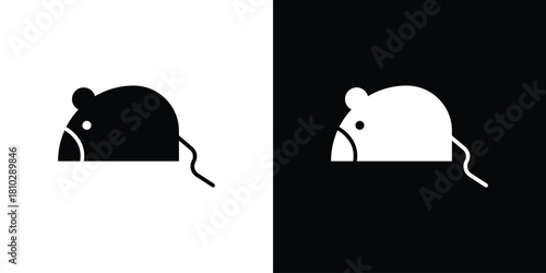 Rat icons symbols in flat style.
