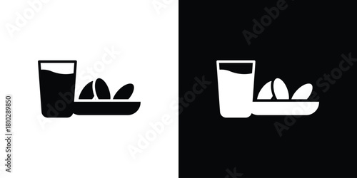 Ramadan iftar icons symbols in flat style.
