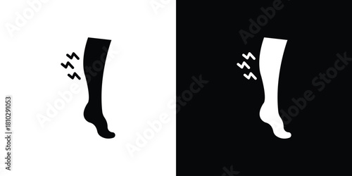 Shin pain icons symbols in flat style.