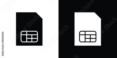 Sim card icons symbols in flat style.