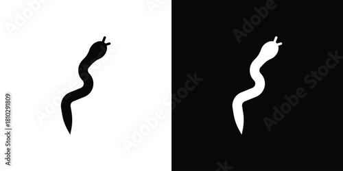 Snake icons symbols in flat style.