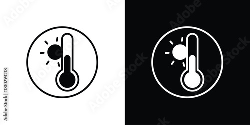 Temperature warning sign icons symbols in flat style.