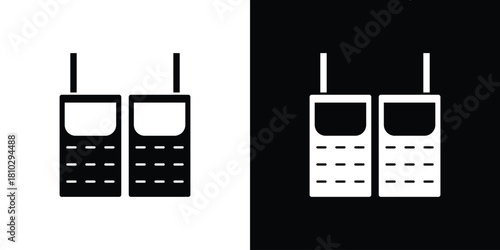 Two way radio icons symbols in flat style.