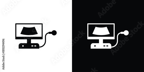 Ultrasonography icons symbols in flat style.