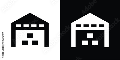 Warehouse icons symbols in flat style.