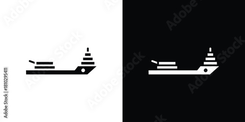 Warship icons symbols in flat style.
