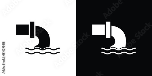 Waste water icons symbols in flat style.