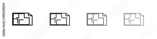 Architecture plan icons collection web design, minimal line style