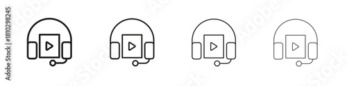 Audio book icons collection web design, minimal line style