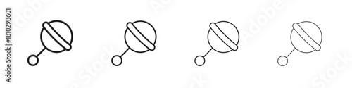 baby rattle icons collection web design, minimal line style