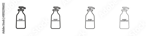 Baby shampoo icons collection web design, minimal line style