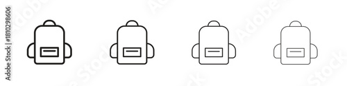 Backpack icons collection web design, minimal line style