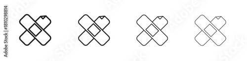 Band aid icons collection web design, minimal line style