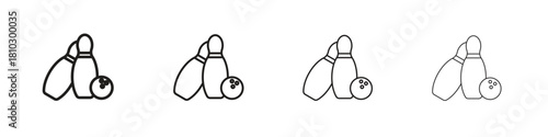 Bowling icons collection web design, minimal line style