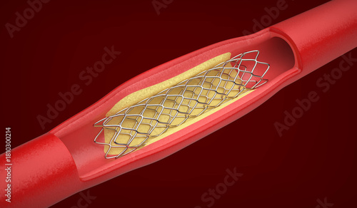 Medical stent inside blood vessel to improve blood flow
