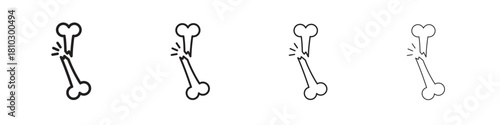 Broken bone icons collection web design, minimal line style