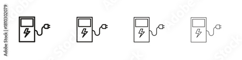 Charging station icons collection web design, minimal line style