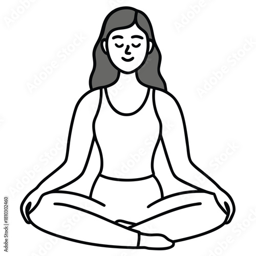 Illustration of a woman meditating in lotus position for relaxation