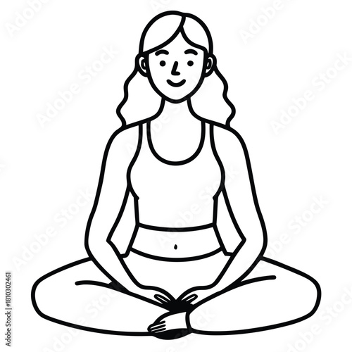Illustration of a woman in lotus position practicing meditation