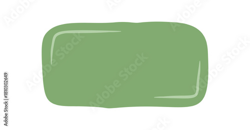 Hand drawn organic rectangle blob shape forms a soft squiggle with patch background. This unique label and text area as an abstract form uses a handdrawn style for natural patch or label design.