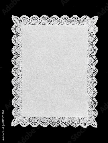 White lace edge paper rectangle on black background