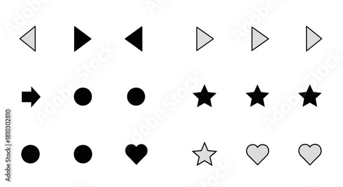 Collection of simple interface icons for digital platforms and user interfaces