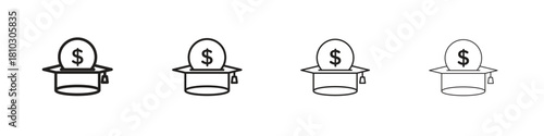 Education cost icons collection web design, minimal line style