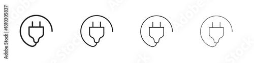 Electric plug icons collection web design, minimal line style