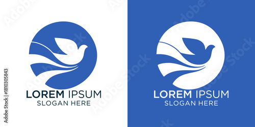 Dove logo design for peace and freedom representing faith and hope, perfect for spiritual organizations, charities, or eco-friendly brands seeking a clean professional look