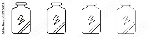 Energy drink icons collection web design, minimal line style