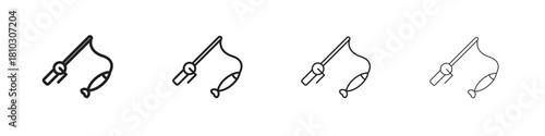 Fishing icons collection web design, minimal line style